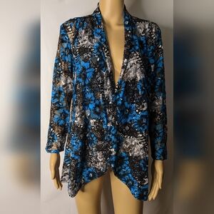 Pre-owned All Hours Made In USA Floral Blue and Black Women's Cover Size L, TH